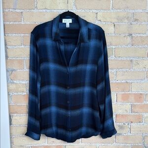 Bella Dahl Blue and Black Plaid Button-Up Shirt
